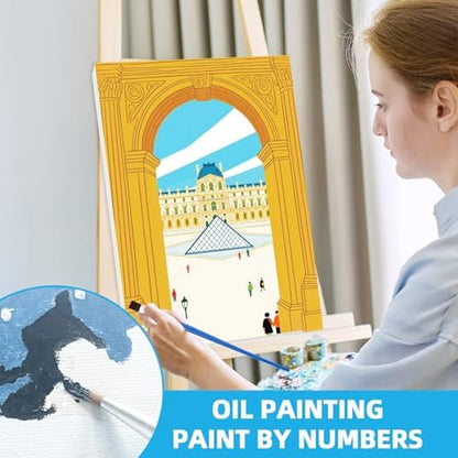 EggSun 6 Pack Framed Paint by Numbers Kit for Adults,Beginners with Wooden Easel,DIY Acrylic Oil Painting Paint by Numbers Kits on Canvas for Home Decor(Scenery-Cityscape,8x12Inch) - Image 2