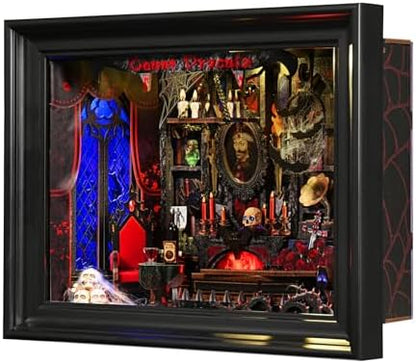 Book Nook Kit-3D Wooden Puzzle with LED Switch Control & Wall-Mountable Frame,DIY Miniature House for Beginners,Bookshelf/Tabletop/Wall Decor for Craft Lovers,Dollhouse Gift,Count Dracula by DROICC