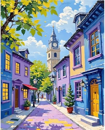 AOSGEDY Paint by Numbers Kit for Adults, Scenery-Cityscape Adults Paint by Number Kits, Landscape Paint by Numbers for Beginners, DIY Acrylic Painting on Canvas for Home Wall Art Decor 16x20 Inch by AOSGEDY