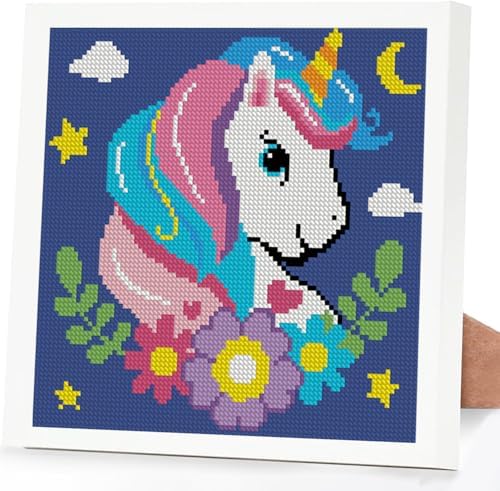 Lzyueyuan Cross Stitch Kits for Beginners,Unicorn Stamped Cross Stitch for Adults with Framed,Crafts for Girls 8-12 Embroidery Kit,11CT Cross-Stitch Arts and Crafts for Adults 8.7inX8.7in by Unknown