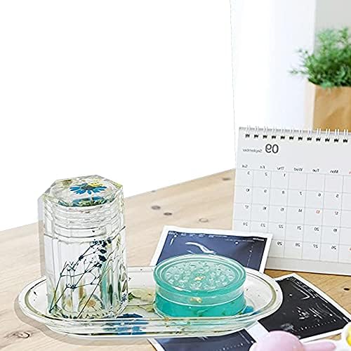 Woohome 3 PCS Large Grinder Resin Mould Tray Epoxy Casting Mould Silicone Jar Mould with Lid, Dried Flowers and Gold Foil Flakes for Herb Grind, Container Storage DIY Making Craft - Image 7