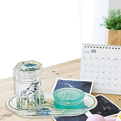 Woohome 3 PCS Large Grinder Resin Mould Tray Epoxy Casting Mould Silicone Jar Mould with Lid, Dried Flowers and Gold Foil Flakes for Herb Grind, Container Storage DIY Making Craft - Image 7
