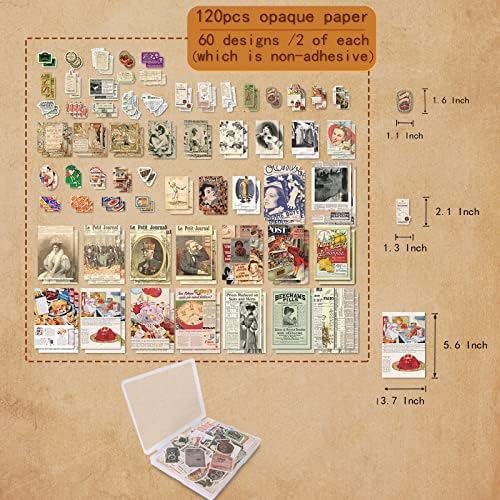 200Pcs Vintage Scrapbook Stickers, Aesthetic Junk Journal Stamping Supplies Kit, Scrapbooking Ephemera Washi Paper for Bullet Journaling Planners Diary Collage (Nostalgic) - Image 3