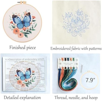 Silentsea Blue Butterfly Embroidery Kit for Adults - Image 2