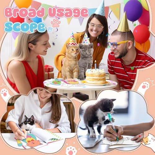 48 Pcs Cat Coloring Craft Color Your Own Paper Cat Paper Crafts Cute Kitten Drawing DIY Arts Summer Birthday Holiday Mother Teacher's Day Gift for Adult Painting Activities Favors Decors - Image 6