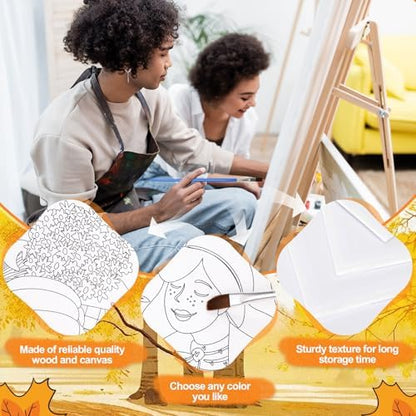 Sherr 75 Pcs Thanksgiving Pre Drawn Painting Canvas Kit for Adults 8 x 10 Inch 15 Set Autumn Pre Painted Canvas Sip and Paint Party Favors Set for Adults Fall Paint Party(Harvest Style) - Image 3