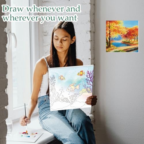 Ctosree 12 Sets Pre Drawn Canvas Kit for Painting,Mixed Style,8 x 8 in - Image 5
