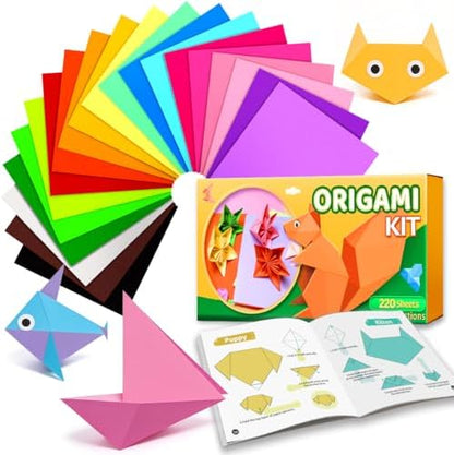 EPPINGWIN 220 Sheets Origami Paper, 20 Colors Colored Paper, 6"×6" Square Paper, Origami Kit with Craft Guide by Eppingwin