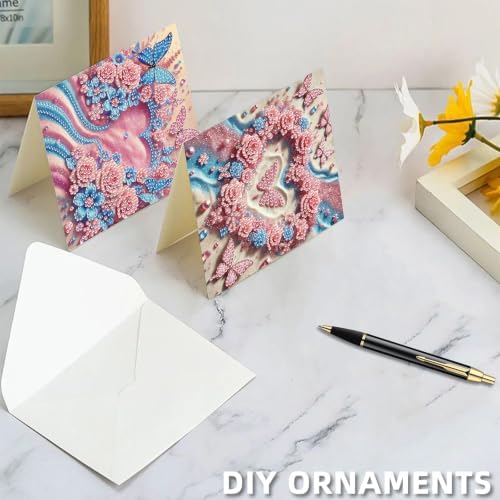 6PCS Seaside Diamond Art Painting Greeting Cards Kit with Envelopes - 5D DIY Diamond Art Card Kits for Adults - Handcrafted Postcards for Birthday & Holiday - Image 6