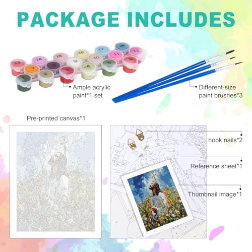 Paint by Numbers Kit for Adults, Jesus Praying Number Painting, 16x20 Inch - Image 4