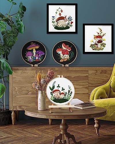 Embroidery Kit for Adult, 5 Sets Mushroom Embroidery Kit for Beginners - Image 5