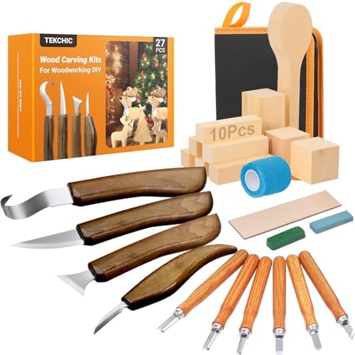 Wood Carving Kit Whittling Kit: 27pcs Wood Carving Tools Set by TekchicDIYTools