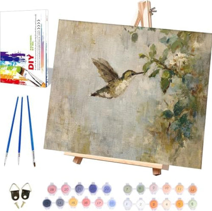 WUDWL Paint by Numbers Kit for Adults Framed Canvas, with Wooden Easel by WUDWL