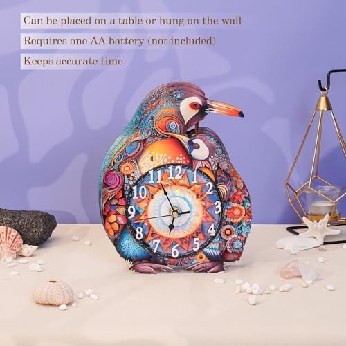 3D Puzzles for Adults, Penguin Wall Clock 3D Wooden Puzzles Clock Kits for DIY Birthday Gift for Women Men Home Decor Holiday Christmas - Image 6