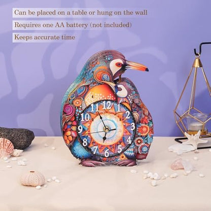 3D Puzzles for Adults, Penguin Wall Clock 3D Wooden Puzzles Clock Kits for DIY Birthday Gift for Women Men Home Decor Holiday Christmas - Image 6
