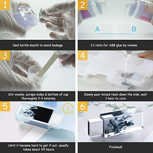 Epoxy Resin Kit, Crystal Clear, Self-Leveling, Easy 1:1 Mix (17oz) - Image 5