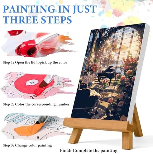 PRASIO Paint by Numbers Kit for Adults Beginner, Flower Landscape Adult Paint by Number Kits, DIY Acrylic Paint by Numbers Kit for Adults Canvas for Home Decor Gift 16x20 Inch - Image 5