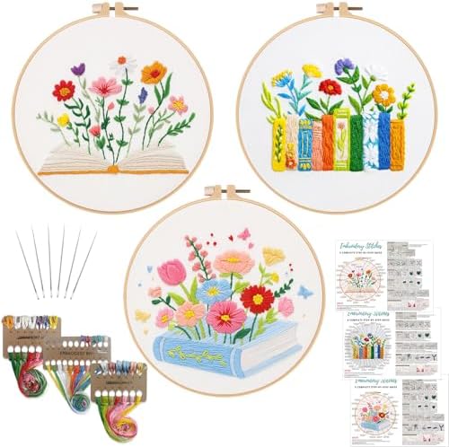 Louise Maelys 3 Pack Floral Book Embroidery Kit for Beginners DIY Craft by LouiseMaelys