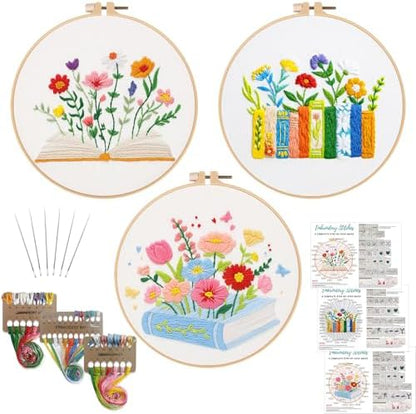 Louise Maelys 3 Pack Floral Book Embroidery Kit for Beginners DIY Craft by LouiseMaelys