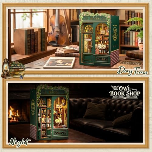 Owl Bookstore Book Nook Kit - 3D Wooden Puzzles with LED - Image 6
