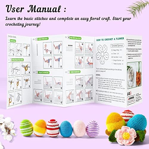 Inscraft Crochet Yarn Kit for Beginners Adults & Kids, Includes 1650 Yards 30 Colors Acrylic Skeins, Hooks, Purple Bag etc, Make Amigurumi & Crocheting Projects, Starter Set for Professionals - Image 5