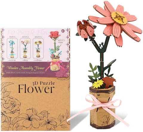 BUSOHA 3D Wooden Flower Puzzle for Adults - Daisy DIY Craft Kit by BUSOHA