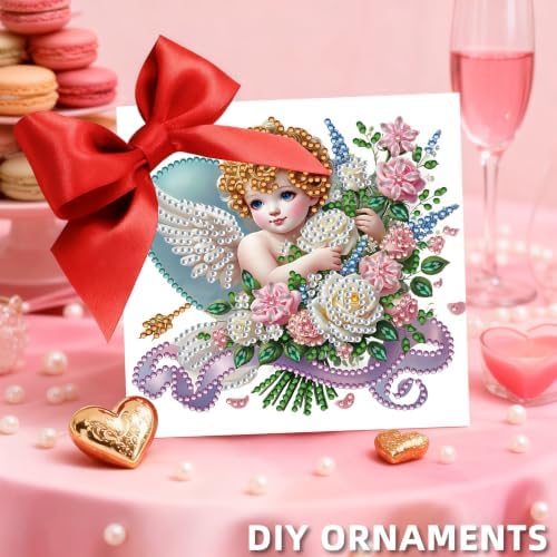 6PCS Cupid Diamond Art Painting Greeting Cards Kit with Envelopes - 5D DIY Diamond Art Card Kits for Adults - Handcrafted Postcards for Birthday & Holiday - Image 7