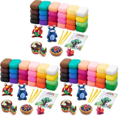 Air Dry Modeling Clay Kit - 24 Colors with 3 Sculpting Tools - Magic Foam Clay for Kids & Adults - DIY Molding Gift for Boys & Girls (Pack of 3) by Exptolii