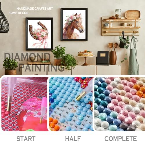 sdfkmlcdl Western Cowgirl Diamond Art Kits for Adults, Aesthetic Coquette Floral Pink Boots Horse Full Drill Diamond Painting Kits for Adults Beginners 4 Pack, 12x16 Inch - Image 4
