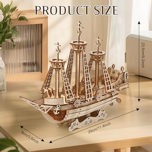 3D Wooden Puzzles for Adults, DIY Ship Model Building Kit - Image 2