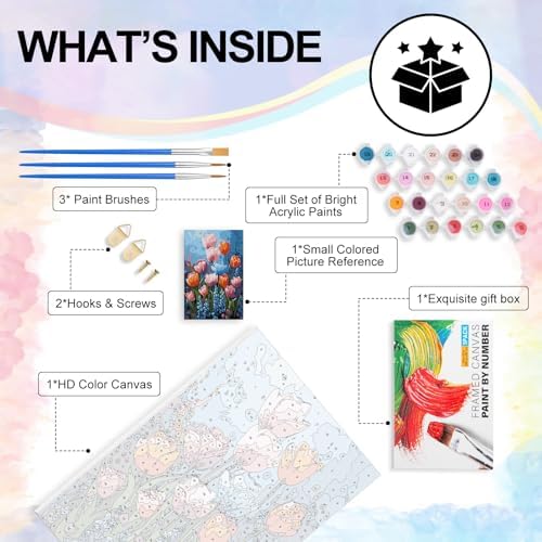 Flowers Framed Paint by Numbers Kit for Adults Beginner & Kids Ages 8-12 - Image 5