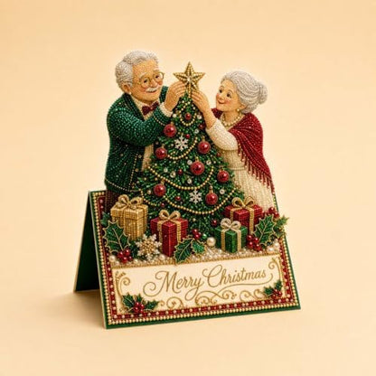 Christmas Diamond Art Greeting Cards Kit for Adults, 6 Pcs DIY Diamond Painting Christmas Cards with Envelopes, 3D Pearl Rhinestone Santa Claus and Grandma Card Making Craft, Handmade Holiday Gifts - Image 3