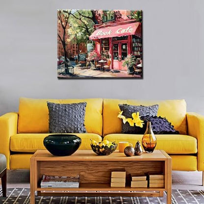 New York Library Paint by Numbers Bohemia Paint by Numbers Kits for Adult Pink Blossom Floral Digital Oil Painting Kits on Canvas with Brushes and Acrylic Pigment DIY Framed 16x20 Inch - Image 4