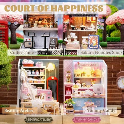 Kisoy Dollhouse Miniature with Furniture Kit, DIY 3D Wooden DIY House Kit with Dust Cover,Handmade Tiny House Toys for Teens Adults Gift (Beatific Atelier) - Image 6