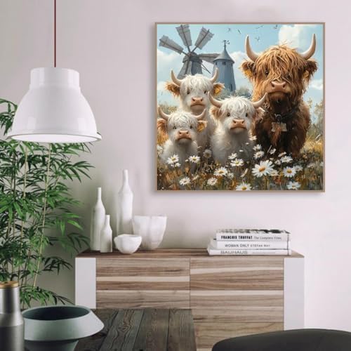 VIGEGU Cattle Paint by Numbers Kit for Adults Beginner,Easy Adult Paint by Number Kits on Canvas DIY Painting for Beginners Art by Numbers for Home Wall Decor 16x16 Inch - Image 2