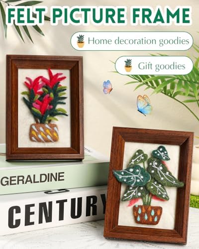 OEHPICC Needle Felting Kit for Beginners with Frame, 2 Pcs Potted Plants - Image 3