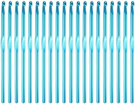 uxcell 20Pcs Aluminum Crochet Hook 5.0mm US Size H (Size 8) Knitting Needles for DIY Craft Yarn Blue by uxcell