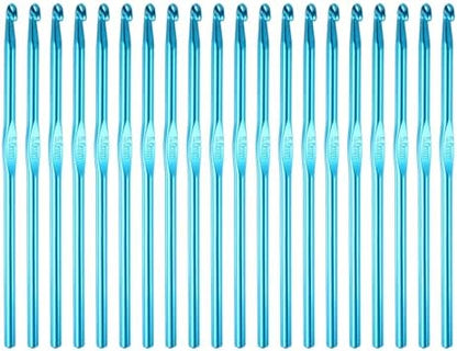 uxcell 20Pcs Aluminum Crochet Hook 5.0mm US Size H (Size 8) Knitting Needles for DIY Craft Yarn Blue by uxcell