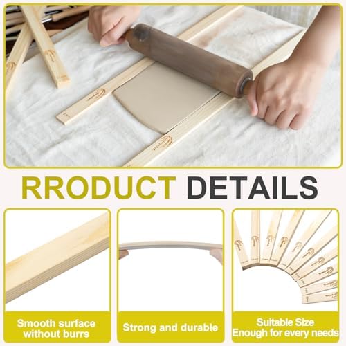Leyclub Pottery Rolling pin Guides, 5-Size for Precise Clay Thickness - Image 4