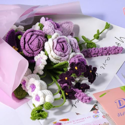 Iuuidu Crochet Kit for Beginners, Flower Bouquet Crochet Kit Rose Purple - Image 5