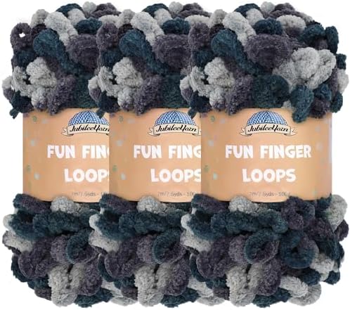 JubileeYarn Fun Finger Loops Yarn - Green Black Silver - 3 Skeins by BambooMN