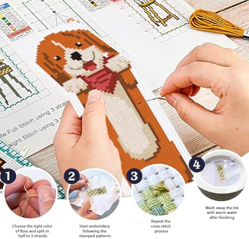 ACRNIGHEET 6PCS Cross Stitch Bookmark Kits for Beginners Cartoon Animals - Image 4