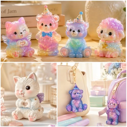 Animal Silicone Mold 4 Pcs 3D Resin Epoxy Candle Mold Bear Cat Sheep Craft - Image 6