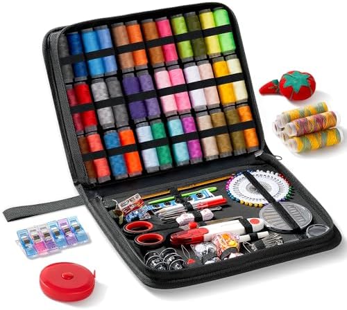 TYRRHHIR Sewing Kit with 229 Pieces, Scissors, Needles and Accessories for Travel Home Beginners, Supplies Accessories with Scissors, Needles, Measure etc (L), 125PC by TYRRHHIR