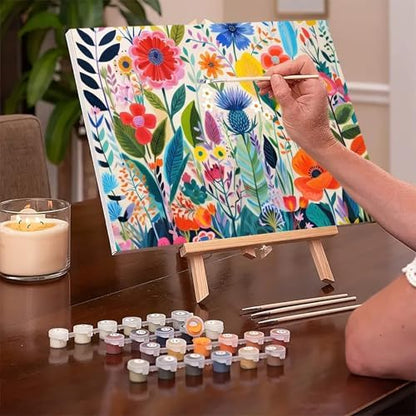 MaiMMaledy Paint by Numbers Kit for Adults Beginners Canvas Pictures with Framed Drawing Painting Acrylic Pigment with Wooden Triangle Easel Colorful Oil Painting Flowers 8Wx12L inch - Image 2