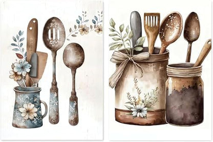 2 Pack Cutlery Paint by Numbers Kit for Adults Canvas 12X16 inch by FairylandJinWenn