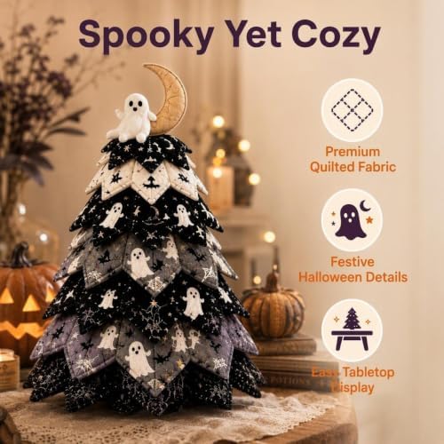 Quilted Christmas Tree Kit – Pre-Cut Fabric & Foam Cone DIY Tabletop Decoration with Tree Topper, No-Sew Holiday Craft Kit for Adults & Kids, Christmas Tree Decorations for Home, Party & Gifts (set11) - Image 2