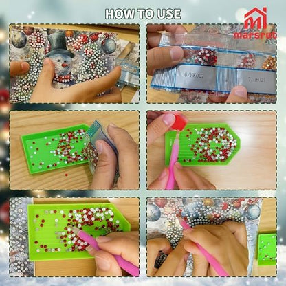 6pcs Diamond Painting Christmas Cards, Art Greeting Envelopes Kit, 5D DIY Rhinestone Painting Postcards with Snowman & Santa Claus, Arts Crafts Thank You Card Set for Birthday, Xmas Holiday Gifts - Image 4