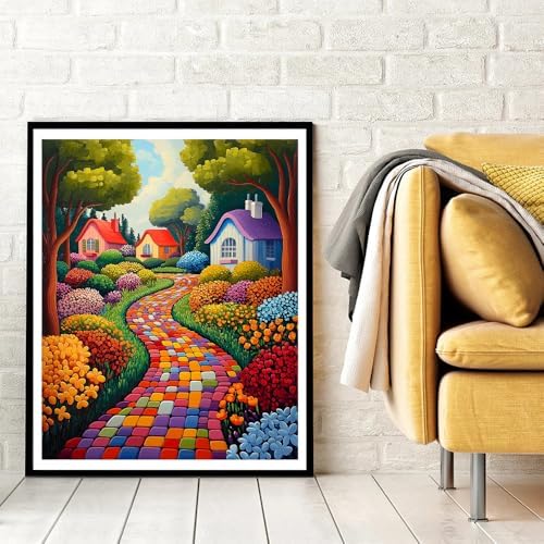Natuyalo Paint by Numbers Kit for Adults Beginners, 16" Wx20 L Canvas Pictures Painting Acrylic Paintwork with 3 Pcs Paintbrushes, Colorful Town Landscape - Image 3