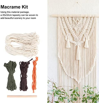 Macrame Kit Pattern, DIY Weaving Craft Kit for Adults, Bohemian Tapestry Making Set with Cotton Threads and Wooden Stick, Relaxing Home Decor Project for Beginners - Image 3